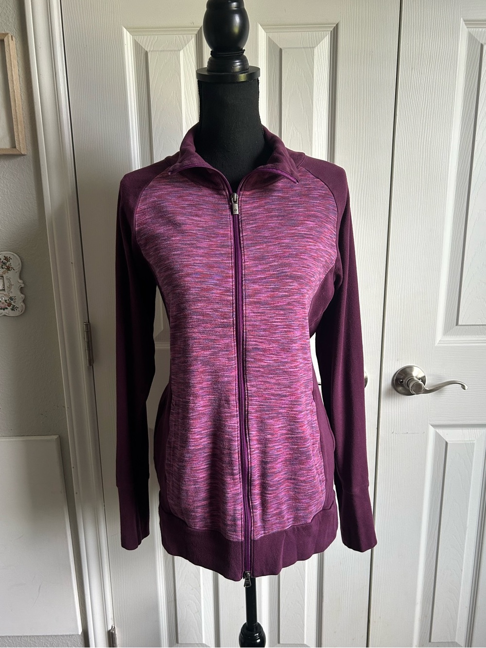 Columbia purple static long sleeve front zip hybrid jacket
